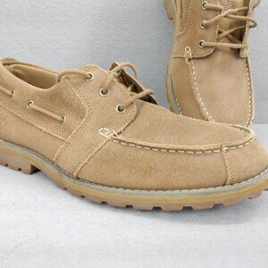Timberland Jacksons Landing Moc Toe Tan Oxford Shoes Leather Wheat Nubuck Sz 10